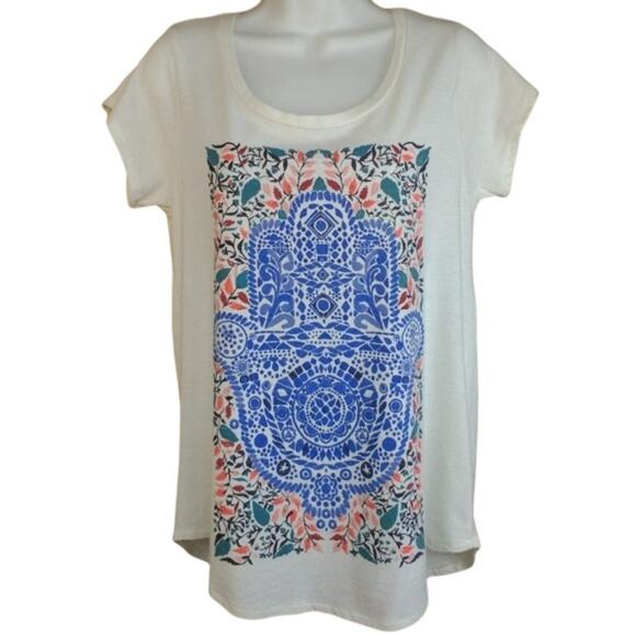 Lucky Brand Short Sleeve Hamsa Floral Graphic Tee - Picture 1 of 7